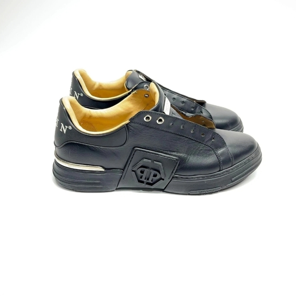 Philipp Plein Black Leather Sneakers Size 11